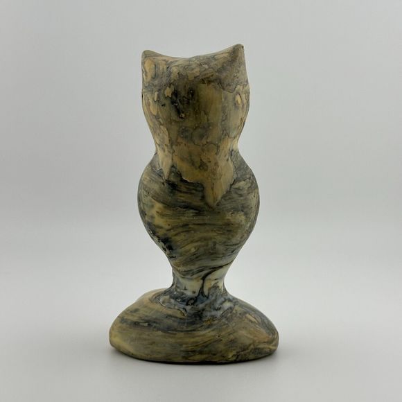 Vintage 1960's Crushed Oyster Shells Owl Figurine Sculpture Handmade Tan 4.75" H - Picture 5 of 10